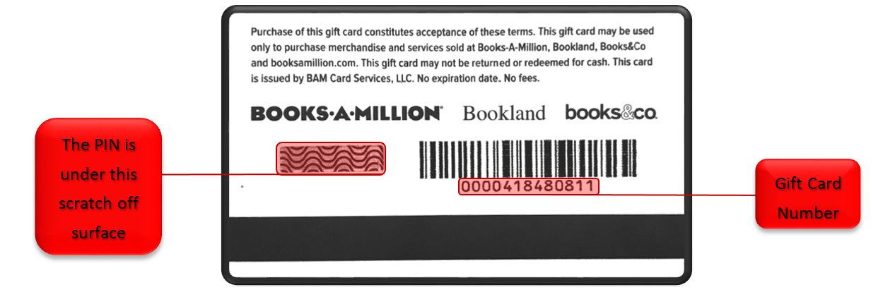 Where can I find my gift card number and PIN on my Books-A-Million