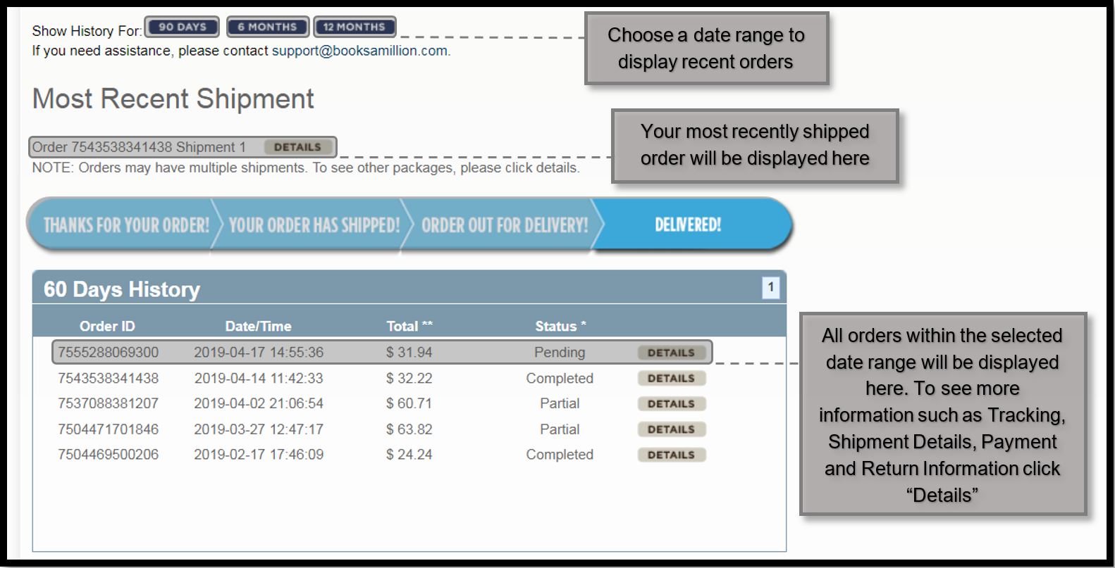 Checking on the status of your online order or history of orders – Leafly  Help